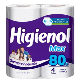 Papel higienico higienol HS 4 rollos x 80 mts