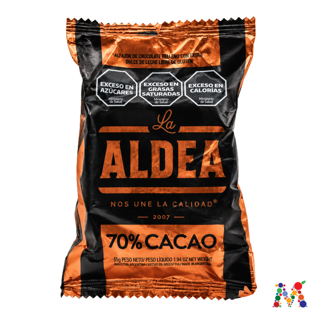 alfajor la aldea 70 por ciento cacao 55g