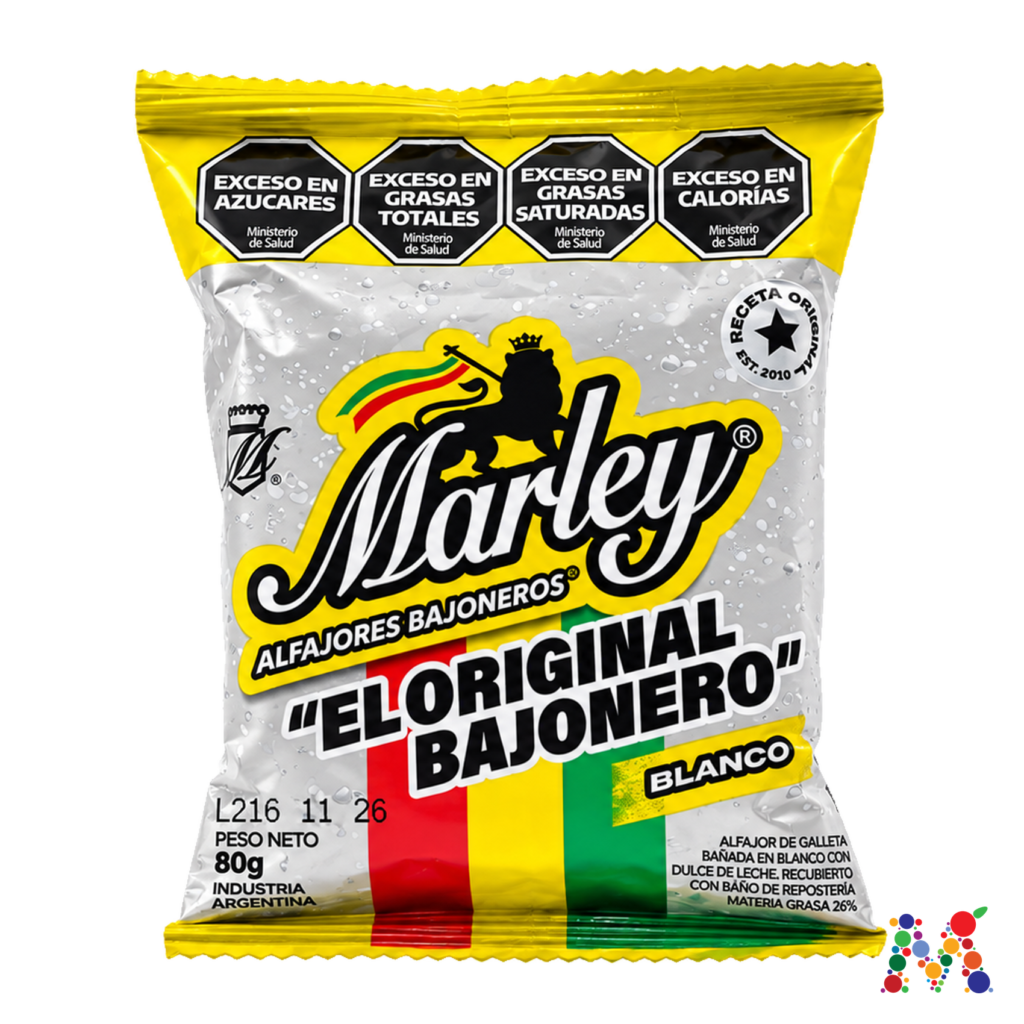 alfajor marley original bajonero blanco 80g
