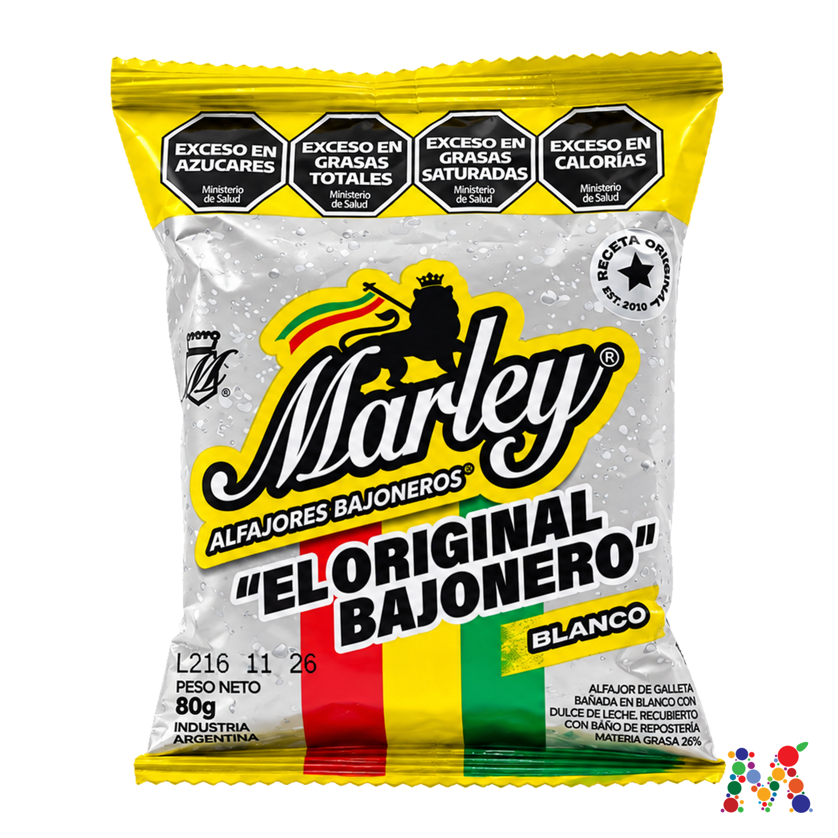 alfajor marley original bajonero blanco 80g: imagen 1