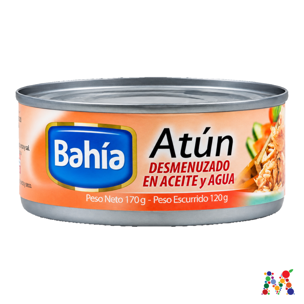 atun desmenuzado bahia en aceite y agua 170g
