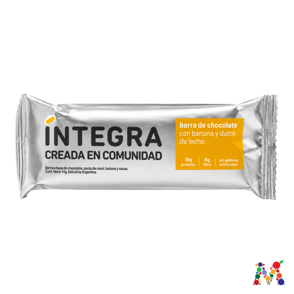 barra de chocolate integra con banana y dulce de leche 41g