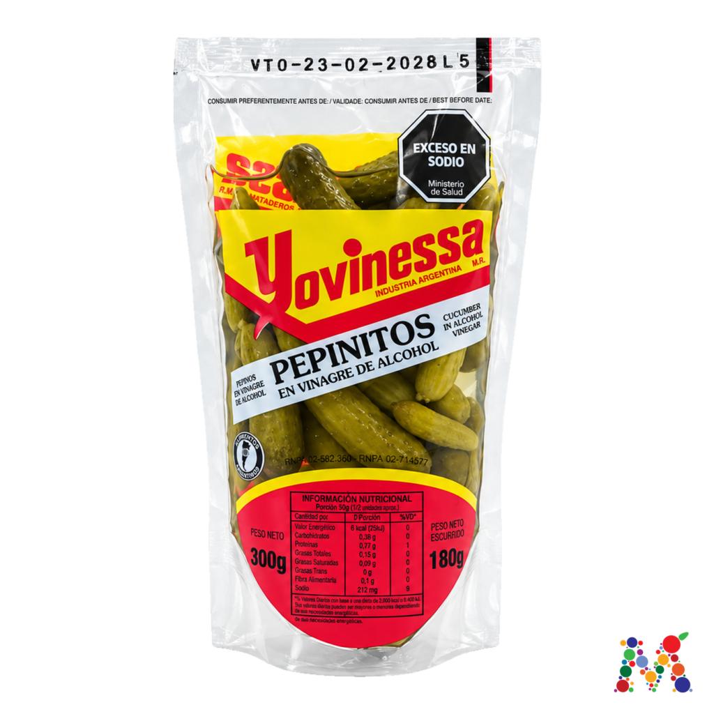 pepinitos yovinessa en vinagre de alcohol 300g