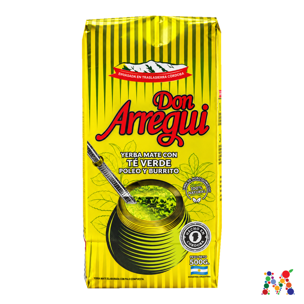 yerba mate don arregui con te verde poleo y burrito 500g